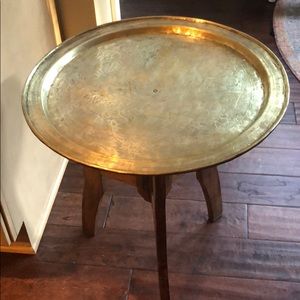 Large Vintage Brass Tray Coffee Table Folding Base